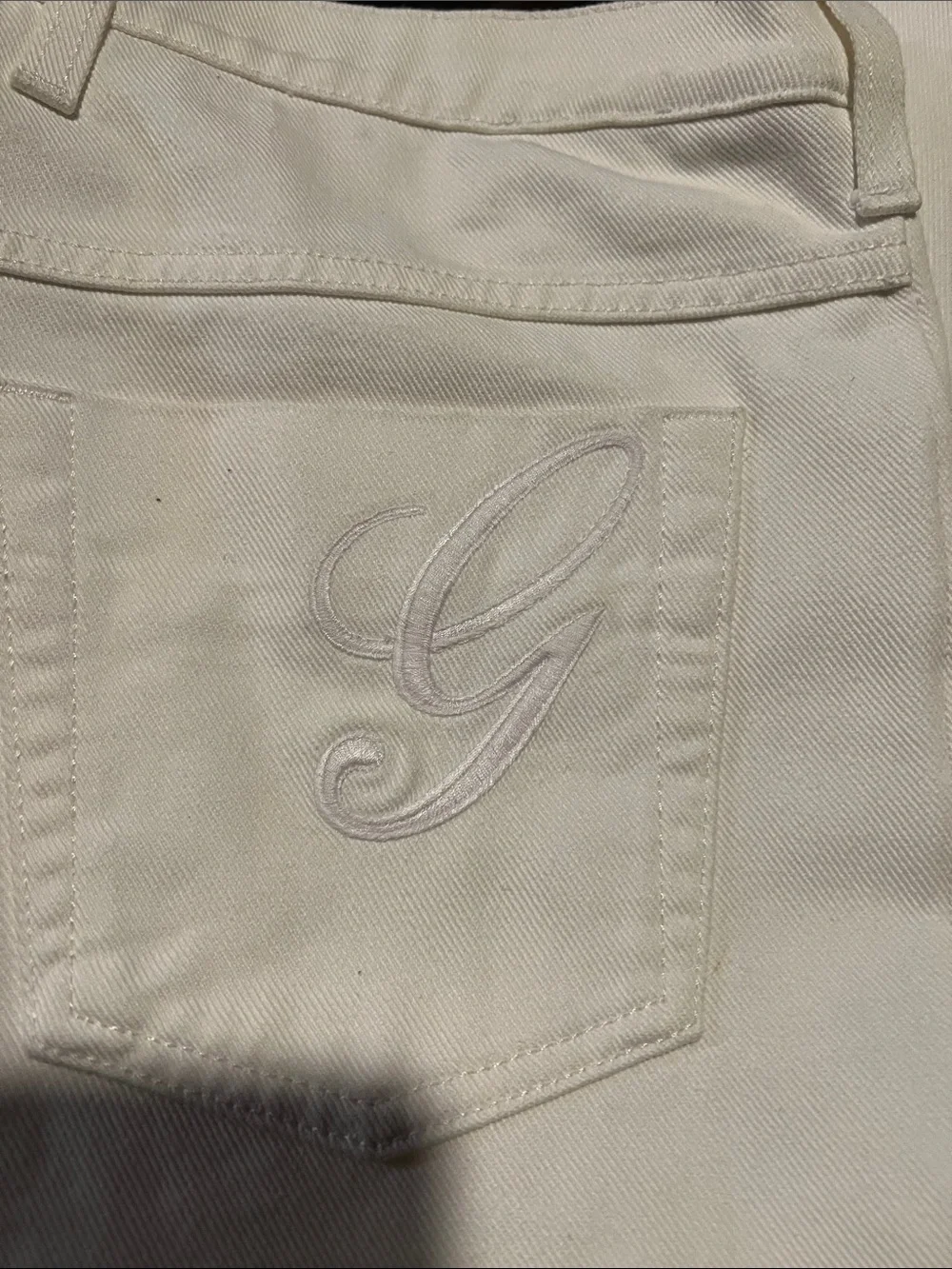 Gucci White Men's Straight Jeans with Back Pocket 'G' Embroidery